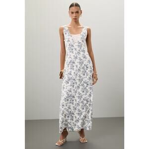 JASON WU White Blue Floral Print Sleeveless Lace Insert Criss Cross Back Dress12